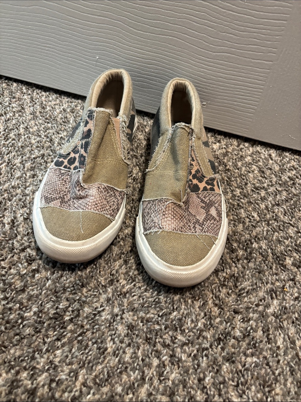 Blowfish Olive & Animal Print Slip-On Sneakers